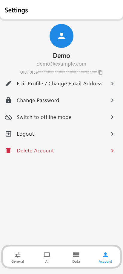 Open Settings → Account