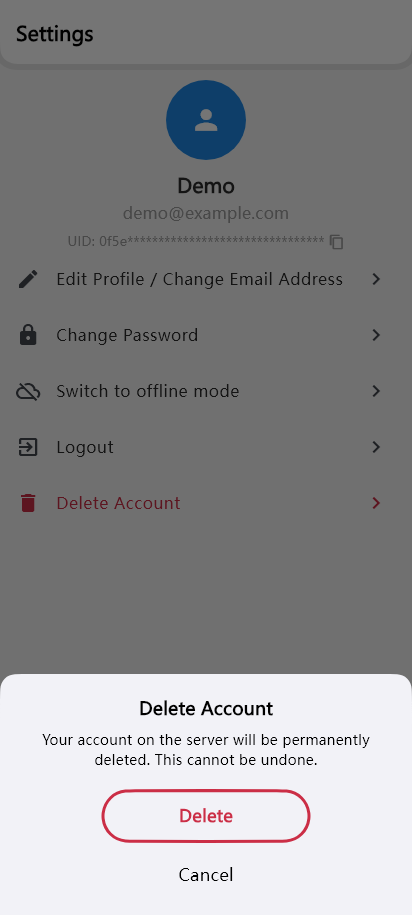 Choose Delete in the first confirmation