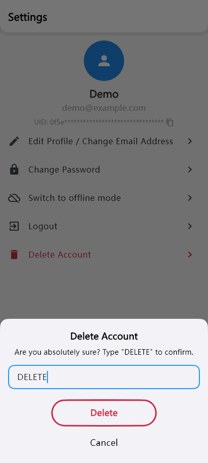 Type DELETE and confirm